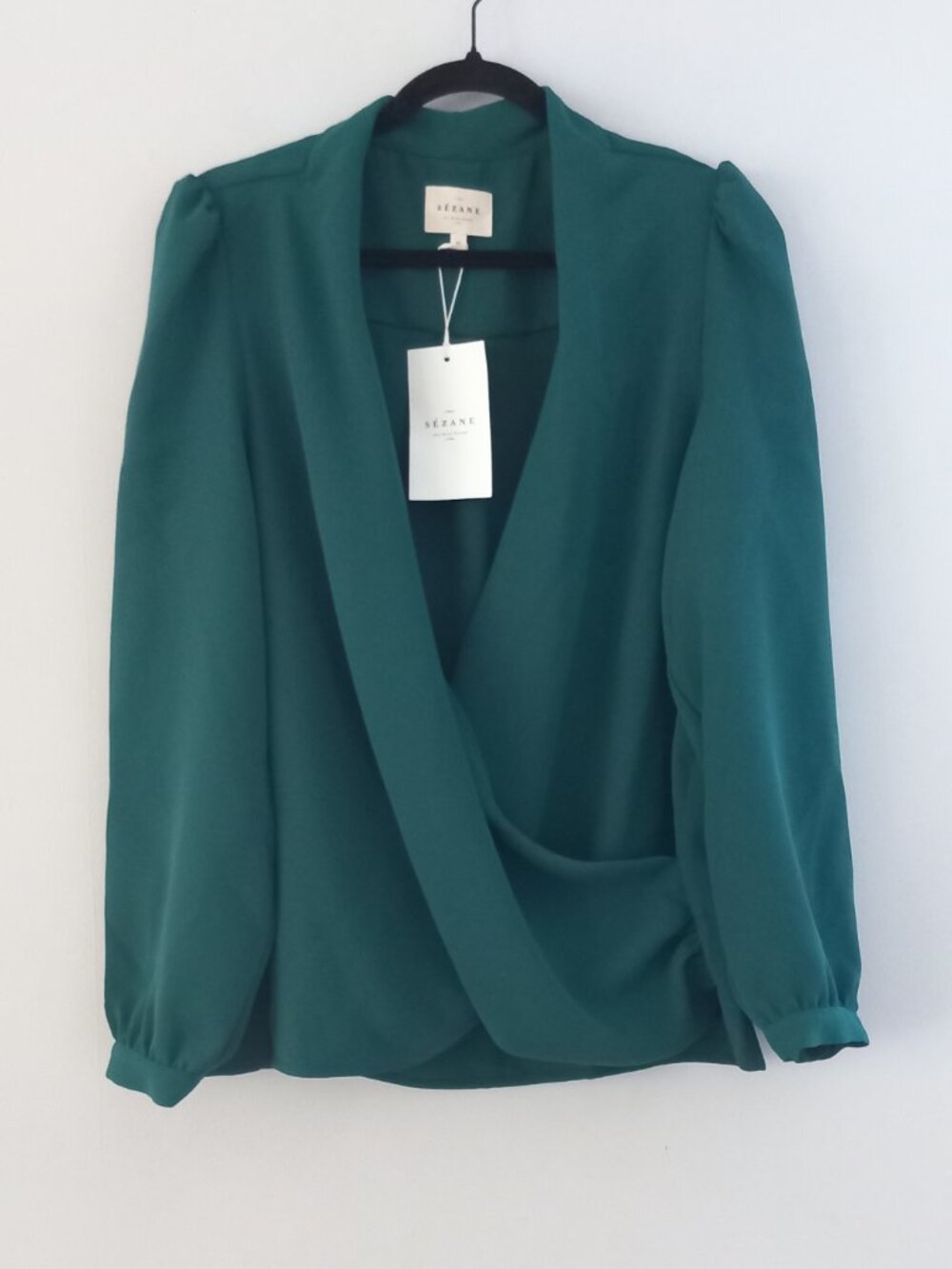 SEZANE bottle green Abelia blouse